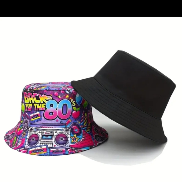 NWT - 80'S Retro Vintage Reversible Bucket Hat 22"-23" Unisex - Picture 5 of 8